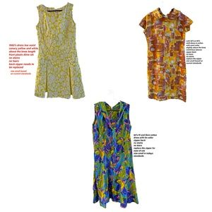 Last price drop ! 1960’s vintage dresses in cotton cut in the 60s shift style. S